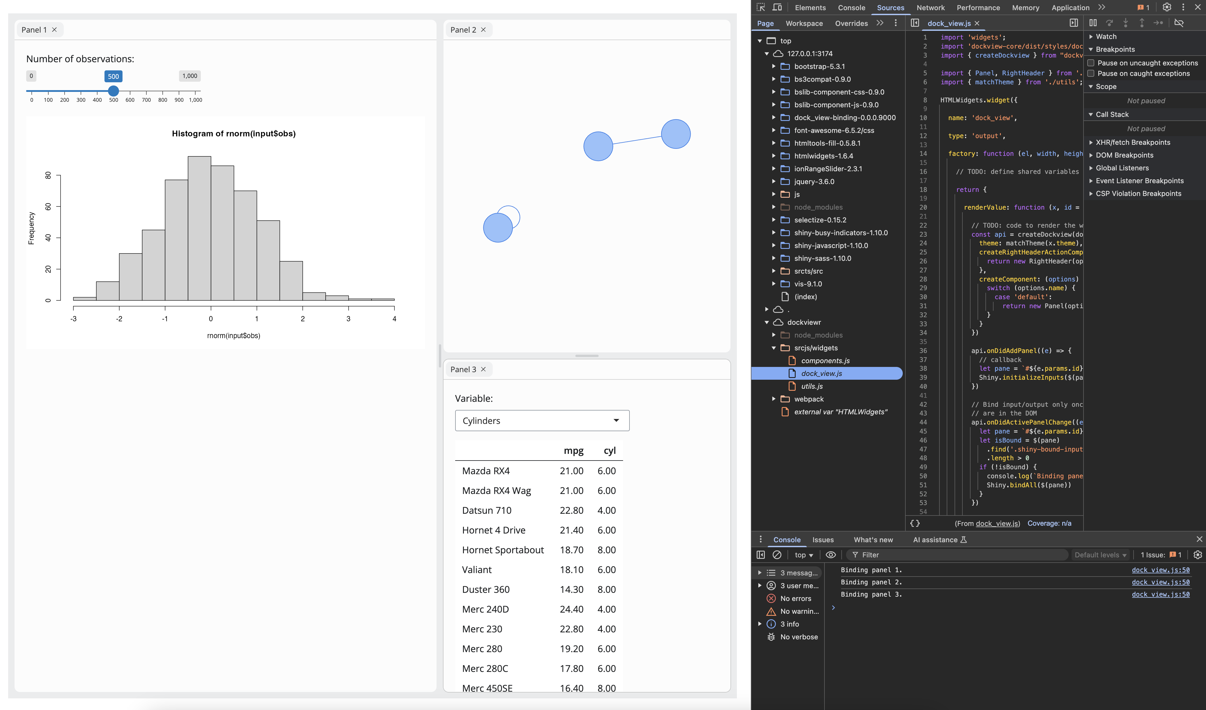 Inspector tabs are opened