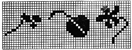 cross-stitch diagram: bud, leaf, and flower