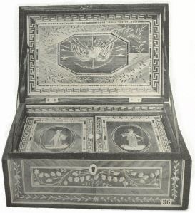 Plate XI.—Work-box made by the French Prisoners of War at
Norman Cross (Peterborough Museum)