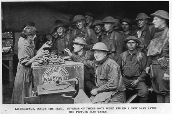 L’Hermitage, inside the tent.  Several of these boys were killed a few days after the picture was taken